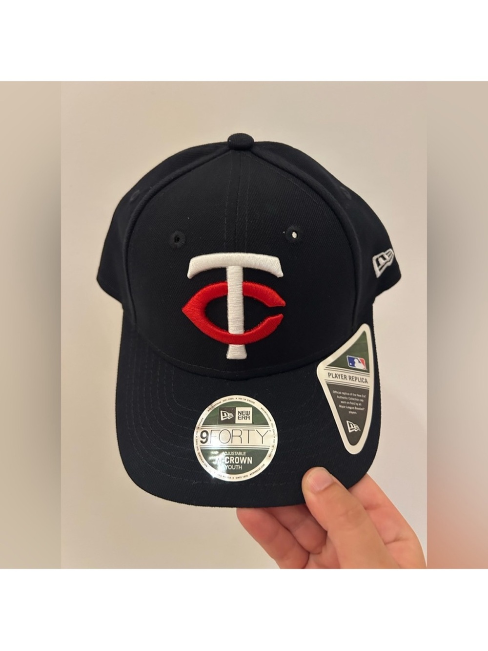 Minnesota Twins New Era Navy Cap with Red White Emblem youth adjustable crown